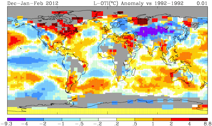 Temperature Change 1992-2012